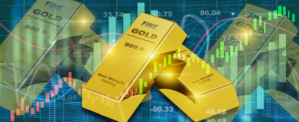 Concept of gold market, Gold bars, 