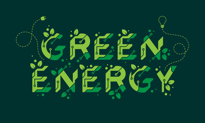 Green energy creative text design