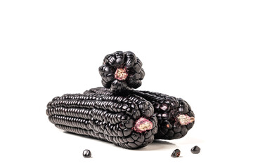 Peruvian purple corn isolated on a white background