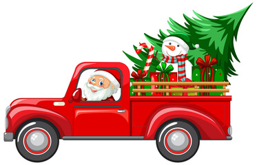 Poster - Santa driving car to delivery Christmas gifts