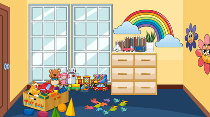 Canvas Print - Children room with many furnitures