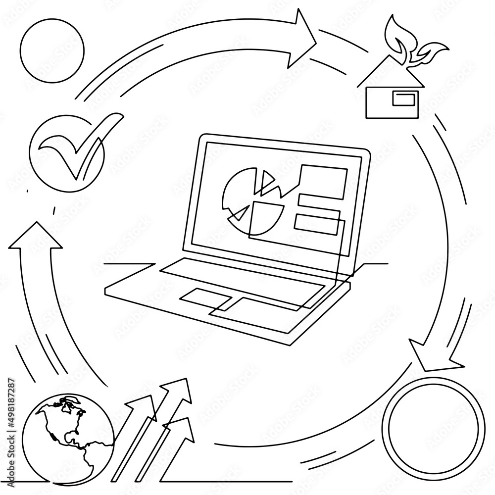 Concept visualization line icon drawing of business infographics Stock ...