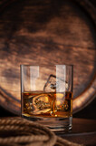 Fototapeta Tulipany - Glass with whiskey