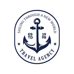 Wall Mural - marine retro emblems logo with anchor, anchor logo - vector illustration
