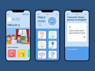 Application design for learning languages, very good user interface design