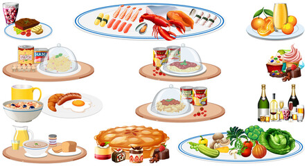 Wall Mural - Set of different foods and beverages