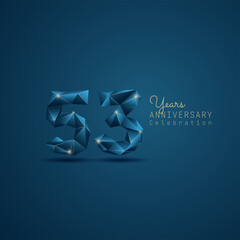 Wall Mural - 53 years anniversary logotype with blue low poly style. Vector Template Design Illustration.