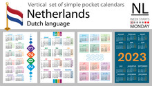 Dutch Vertical Pocket Calendar For 2023. Week Starts Monday