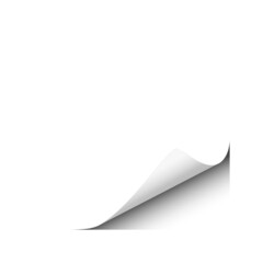 Wall Mural - Page curl of lower right corner of white sheet. Element for advertising. Template paper design.