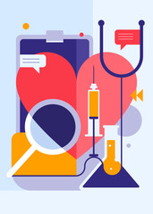 Wall Mural - Poster with medical equipment. Placard design in abstract style.
