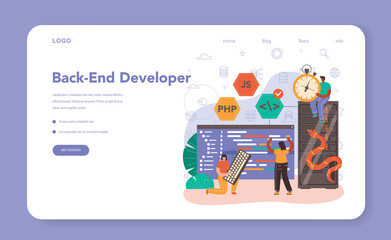 Wall Mural - back end development web banner or landing page. software development