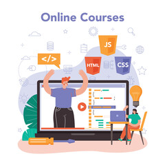 Front end developer online service or platform. Website interface