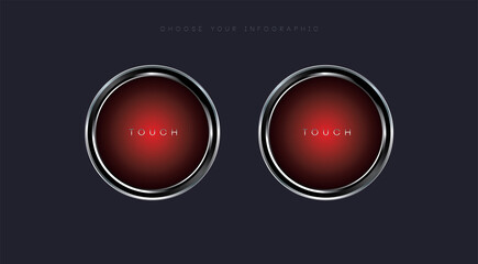 Red Info icon and buttons design on dark background. The premuim Metallic internet button vector and illustration