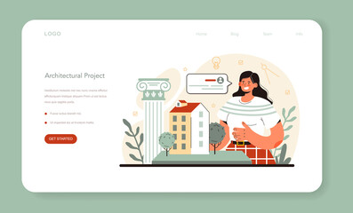 Wall Mural - architect web banner or landing page. idea of architectural project