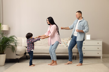 Canvas Print - Happy family spending time together at home