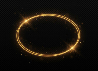 Wall Mural - golden glitter oval. luxurious sparkling frame. golden frame with light effects.