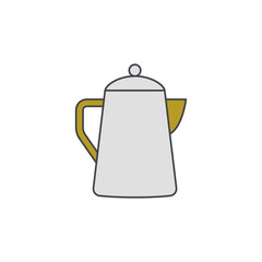 Sticker - Camping coffee teapot icon in color icon, isolated on white background 