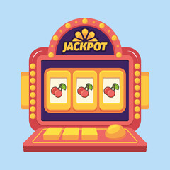 Wall Mural - Slot machine. Casino gambling games coins fruits gold money jackpot lucky winners 777 garish vector casino concept picture