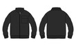 Long sleeve jacket with pocket and zipper technical fashion flat sketch vector illustration Black Color  template front and back views. Fleece jersey sweatshirt jacket for men's and boys.
