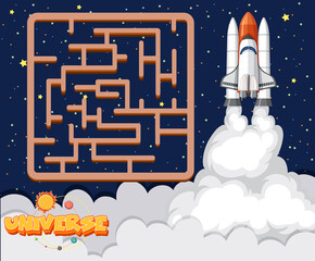 Wall Mural - Game template with space theme background