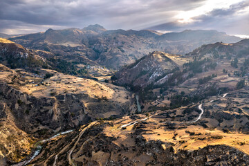 Poster - Dramatic aerial view of the Andes Mountains in Junin, Peru