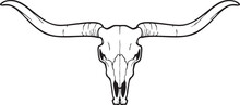 Longhorn Head Skull (bull Or Cow Icon). Vector Illustration.