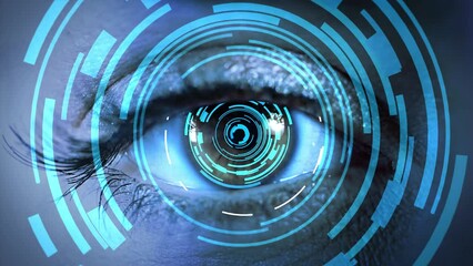 4k Loop of Modern game background design Futuristic HUD, UX, GUI interface screen Animation. Sci-Fi Virtual Reality technology view display. Virtual reality gaming digital interface, identity