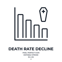 Wall Mural - Death rate decline concept editable stroke outline icon isolated on white background flat vector illustration. Pixel perfect. 64 x 64.