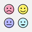 © Vdant85 - Color smiley icon with different gesture icon isolated flat design vector illustration.