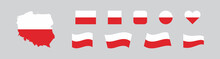 Republic Of Poland Set Flag And Map. European Country Vetor Isolated Flat