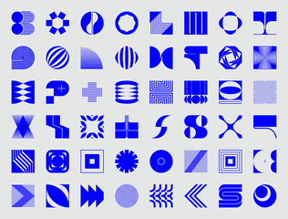 logo modernism aesthetics vector abstract shapes collection made with minimalist geometric forms and