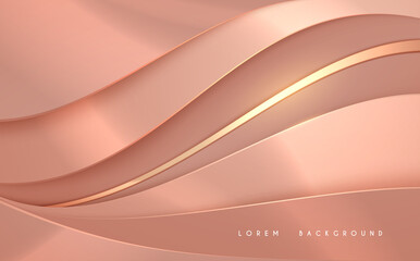 Wall Mural - Abstract soft pink layered background with golden line