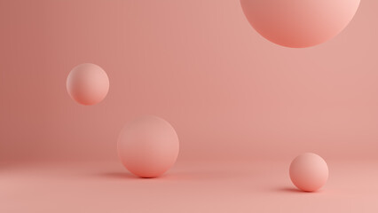Abstract 3d rendering of pink spheres on pink background.