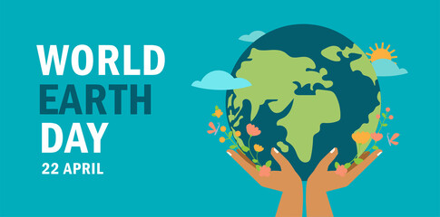 world earth day concept, hands holding globe