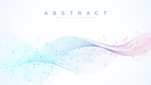Technology Abstract Lines And Dots Connection Background. Connection Digital Data And Big Data Concept. Digital Data Visualization. Vector Illustration