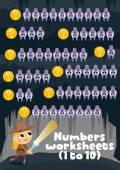 Wall Mural - Worksheet  on numbers for children. Counting worksheet. Odd and even numbers. Educational children's game.