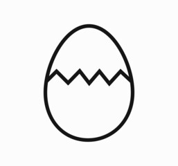 Wall Mural - cracked egg line icon isolated on white background.