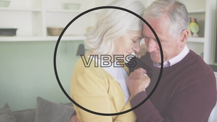 Canvas Print - Animation of vibes text over senior couple