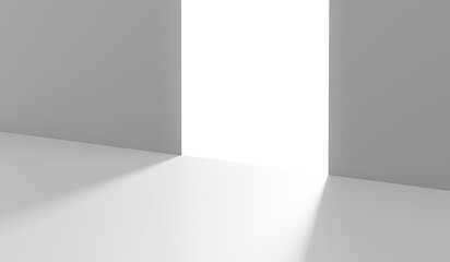 Poster - White product empty background of light backdrop display abstract space modern studio room wall or minimal blank stage scene design template and interior floor gray platform on show presentation.