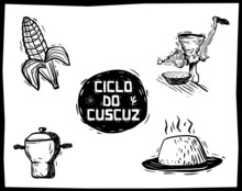 Couscous Cycle (Ciclo Do Cuscuz). Illustration In Woodcut Style