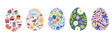 Happy Easter. A Set Of Colored Easter Eggs.