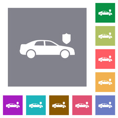 Wall Mural - Car security solid square flat icons