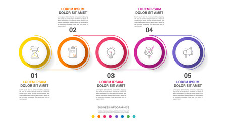 modern and simple line vector illustration. infographic template with five circles, elements, sector