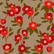 Seamless pattern with camellia flowers. Vector graphics.