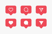Social Media Notification Icons In Speech Bubbles Like Love Comment Share Icon Line Outline Icons Symbol