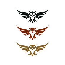Owl Vector Logo With Three Colors