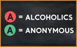 alcoholics anonymous (aa) on chalk board