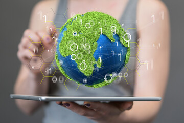ecology concept of green earth globe made of leaves