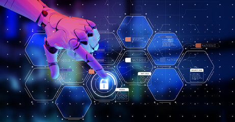 ai artificial intelligence cybersecurity network, antivirus robot program platform virus protection,