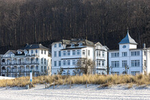 Luxury Hotels Along The Sandy Shore Near The Forest.